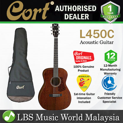 Cort L450C Concert Solid African Mahogany Acoustic Guitar with Bag (L450 C)