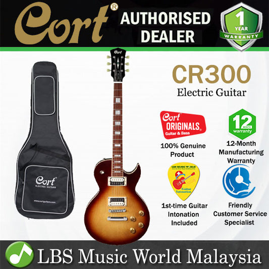 Cort CR300 Cutaway Maple Top EMG Fat55 Pickup Aged Vintage Burst Electric Guitar (CR 300)