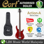 Cort Action A 5 String Double Cutaway Bolt On G4 Solid Body Trans Red Electric Bass Guitar