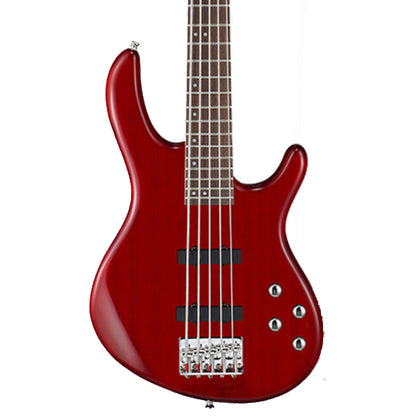 Cort Action A 5 String Double Cutaway Bolt On G4 Solid Body Trans Red Electric Bass Guitar