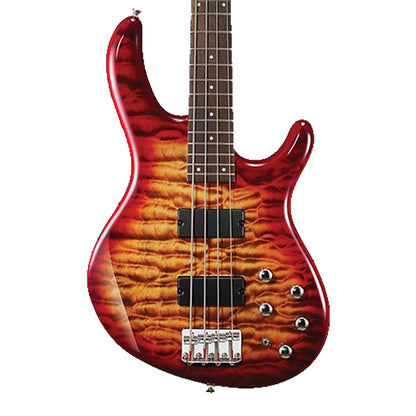 Cort Action V DLX 4 String Double Cutaway Bolt On Agathis Cherry Red Sunburst Electric Guitar (VDLX)