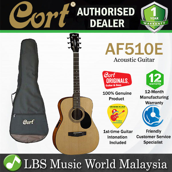 Cort AF510E Concert Spruce Top Acoustic Guitar with Pickup Open Pore (AF 510E AF510)