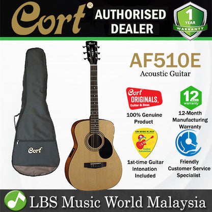 Cort AF510E Concert Spruce Top Acoustic Guitar with Pickup Open Pore (AF 510E AF510)