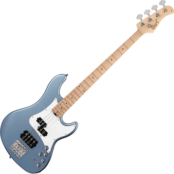 Cort GB74 Gig 4 String Double Cutaway Bolt On Alder Electric Bass Guitar Lake Placid Blue