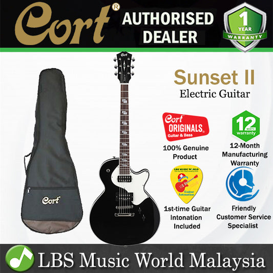 Cort Sunset II Single Cutaway Chambered Mahogany Maple Top HH Pickup Electric Guitar Black (SunsetII)