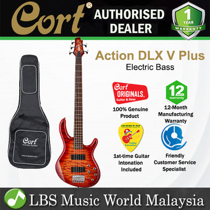 Cort Action DLX V Plus 5 String Double Cutaway Bolt On Poplar Electric Bass Guitar (DLXV)
