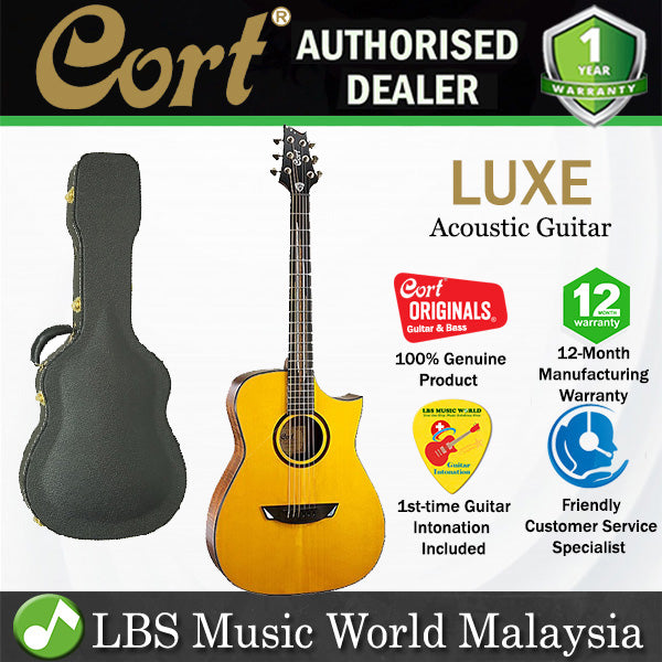 Cort LUXE Concert Solid Adirondack Spruce Top Acoustic Guitar with Case (LU XE)