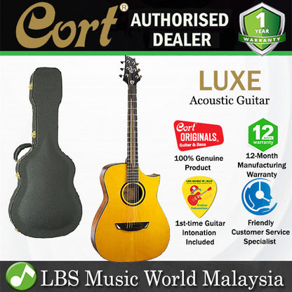 Cort LUXE Concert Solid Adirondack Spruce Top Acoustic Guitar with Case (LU XE)