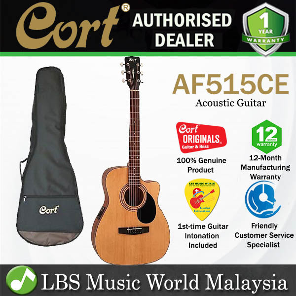 Cort AF515CE Cutaway Venetian Concert Spruce Top Acoustic Guitar with Pickup Open Pore (AF 515CE)