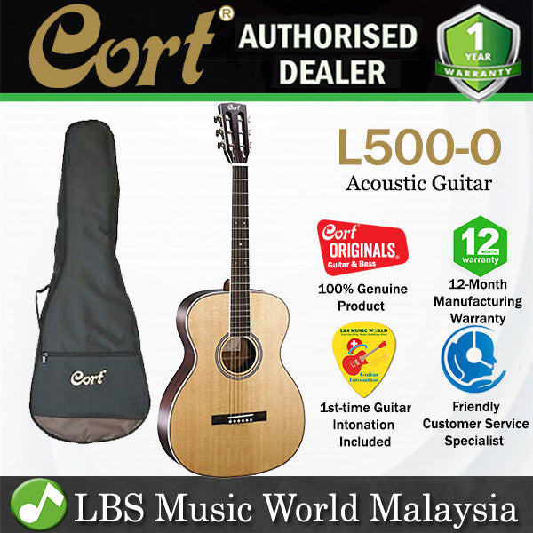 Cort L500-O OM body Solid Spruce Top Acoustic Guitar with Bag (L500O L500 O)