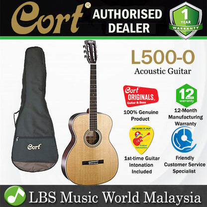 Cort L500-O OM body Solid Spruce Top Acoustic Guitar with Bag (L500O L500 O)