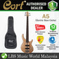 Cort A4 5 String Double Cutaway Neck Thru Figured Maple Top Electric Bass Guitar Open Pore Natural (A 5)