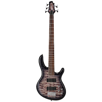 Cort Action DLX V Plus 5 String Double Cutaway Bolt On Poplar Electric Bass Guitar - Faded Grey Burst