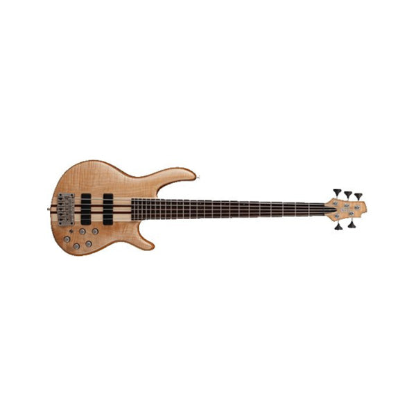 Cort A4 5 String Double Cutaway Neck Thru Figured Maple Top Electric Bass Guitar Open Pore Natural (A 5)