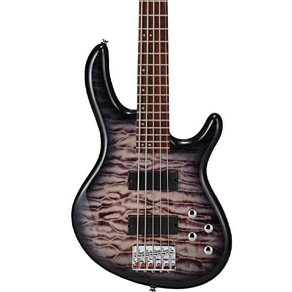 Cort Action DLX V Plus 5 String Double Cutaway Bolt On Poplar Electric Bass Guitar - Faded Grey Burst