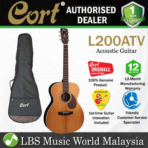 Cort L200ATV OM Torrefied Solid Sitka Spruce Top Acoustic Guitar with Bag (L200 ATV)