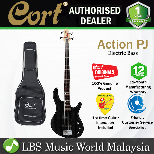 Cort Action PJ 4 String Double Cutaway Bolt On Poplar Electric Bass Guitar (ActionPJ)