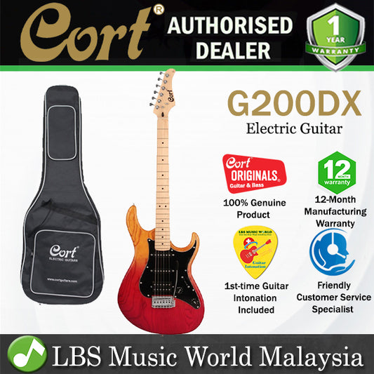 Cort G200DX Double Cutaway Bolt On Ash Powersound HSS Pickup Java Sunset Electric Guitar