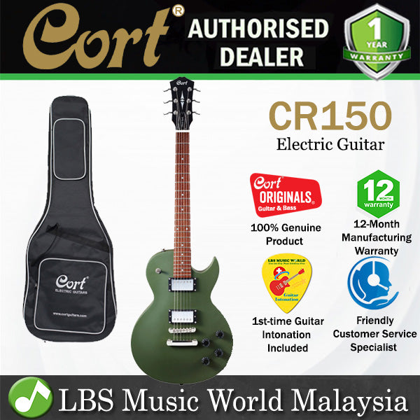 Cort CR150 Cutaway Mahogany Classic Rocker-II HH Pickup Olive Drab Satin Electric Guitar (CR 150)