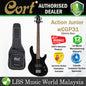 Cort Action Junior w/CGP31 4 String Double Cutaway Agathis Open Pore Black Electric Bass Guitar