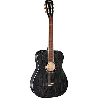 Cort AF590MF Concert African Mahogany Black Open Pore Acoustic Guitar with Pickup (AF 590MF)