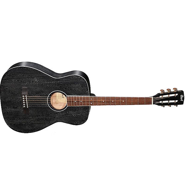 Cort AF590MF Concert African Mahogany Black Open Pore Acoustic Guitar with Pickup (AF 590MF)