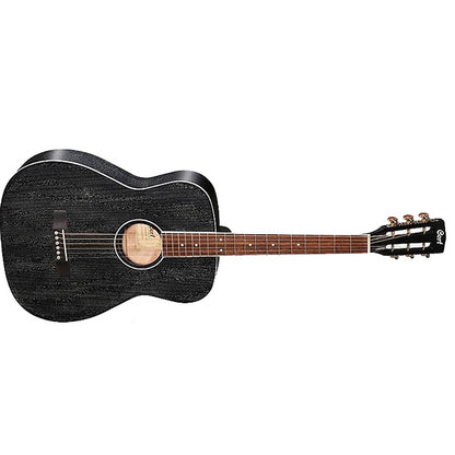 Cort AF590MF Concert African Mahogany Black Open Pore Acoustic Guitar with Pickup (AF 590MF)