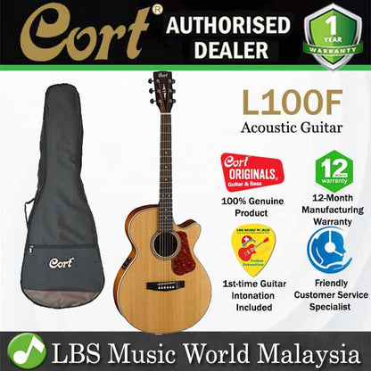 Cort L100F Super Folk Solid Spruce Top Acoustic Guitar with Pickup (L100 F)