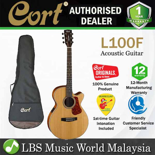 Cort L100F Super Folk Solid Spruce Top Acoustic Guitar with Pickup (L100 F)