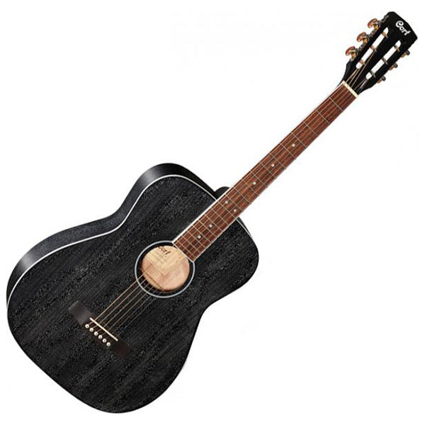 Cort AF590MF Concert African Mahogany Black Open Pore Acoustic Guitar with Pickup (AF 590MF)
