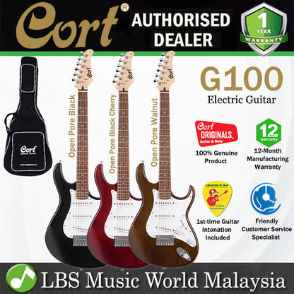 Cort G100 Double Cutaway Bolt On Meranti Electric Guitar with SSS Pickup Jatoba Fingerboard and Bag (G 100)
