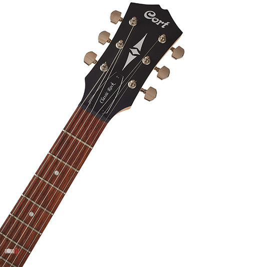 Cort CR50 Cutaway Agathis Poplar Bolt On HH Pickup Powersound Electric Guitar Black (CR 50)