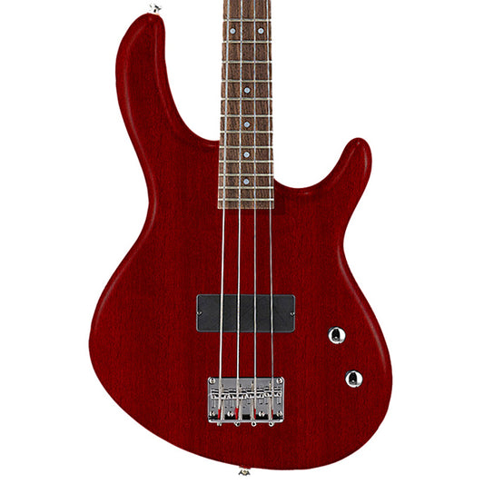 Cort Action Junior w/CGP31 4 String Double Cutaway Agathis Open Pore Black Cherry Electric Bass Guitar