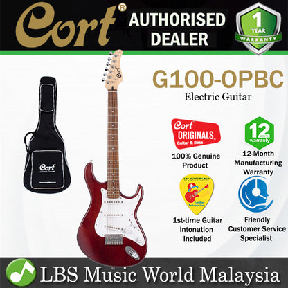 Cort G100 Double Cutaway Bolt On Meranti Electric Guitar with SSS Pickup Jatoba Fingerboard and Bag (G 100)