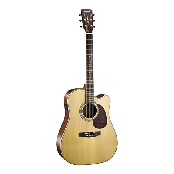 Cort MR600F Dreadnought Cutaway Solid Spruce Top Acoustic Guitar with Pickup and Case Natural (MR 600F)