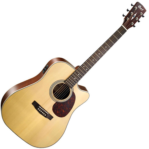 Cort MR600F Dreadnought Cutaway Solid Spruce Top Acoustic Guitar with Pickup and Case Natural (MR 600F)