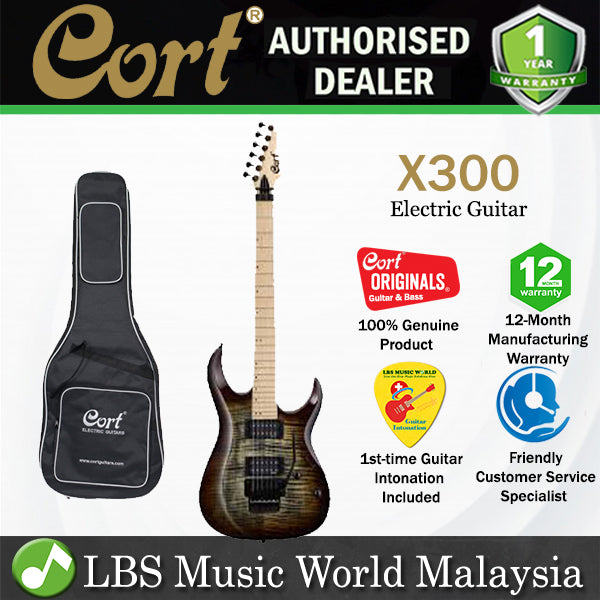 [Discontinued] Cort X300 Double Cutaway Bolt On Flamed Maple Top HH Pickup Electric Guitar (X 300)