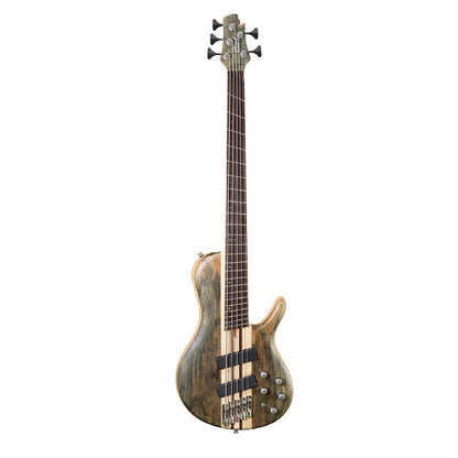 Cort A5 Plus SCMS 5 String Double Cutaway Swamp Ash Trans Grey Electric Bass Guitar with Case