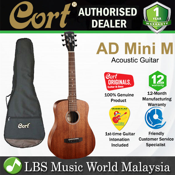 Cort AD Mini Dreadnought 3/4 size Spruce Top Natural Acoustic Guitar with Bag Open Pore