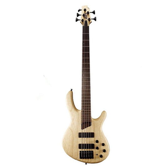 Cort B5 5 String Double Cutaway Bolt On Swamp Ash Open Pore Natural Electric Bass Guitar