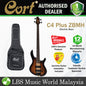 Cort C4 Plus ZBMH 4 String Double Cutaway Bolt On Mahogany Electric Bass Guitar - Open Pore Tabacco Burs