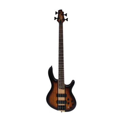 Cort C4 Plus ZBMH 4 String Double Cutaway Bolt On Mahogany Electric Bass Guitar - Open Pore Tabacco Burs