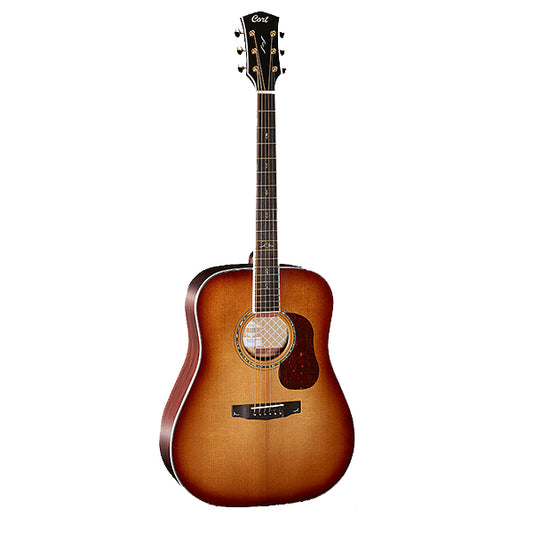 Cort Gold-D8 Dreadnought Torrefied Solid Sitka Spruce Acoustic Guitar with Bag Light Burst (Gold D8)