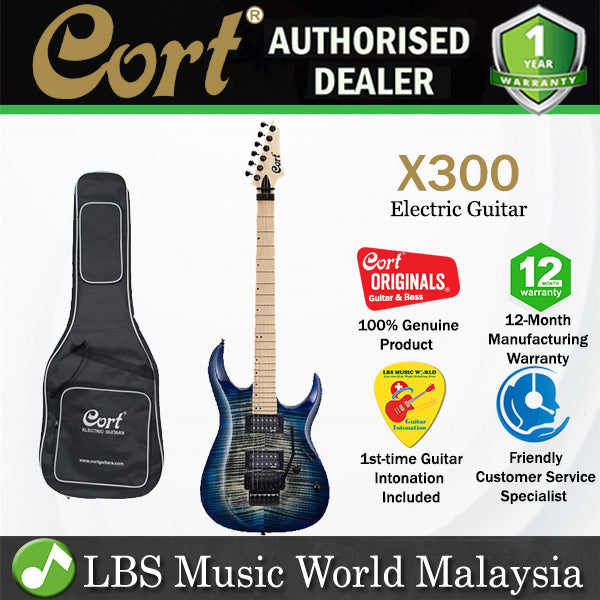 [Discontinued] Cort X300 Double Cutaway Bolt On Flamed Maple Top HH Pickup Electric Guitar (X 300)