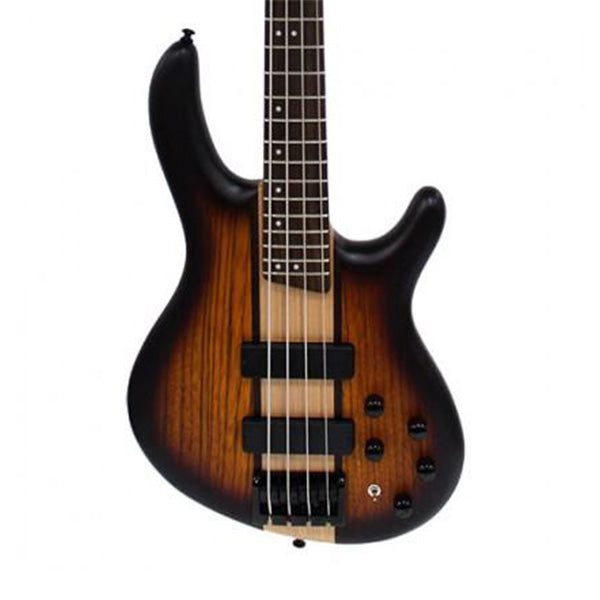 Cort C4 Plus ZBMH 4 String Double Cutaway Bolt On Mahogany Electric Bass Guitar - Open Pore Tabacco Burs