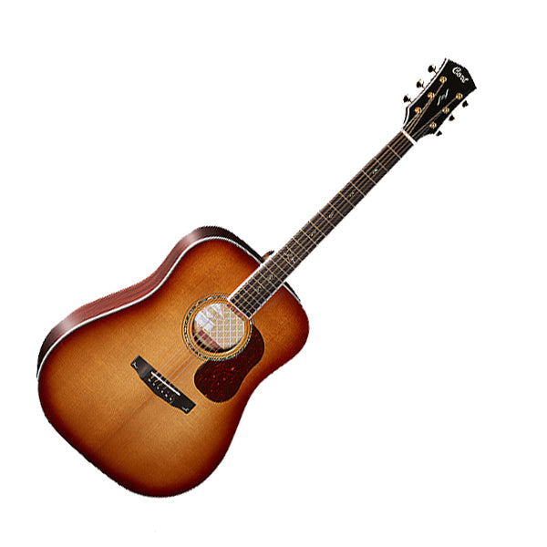 Cort Gold-D8 Dreadnought Torrefied Solid Sitka Spruce Acoustic Guitar with Bag Light Burst (Gold D8)