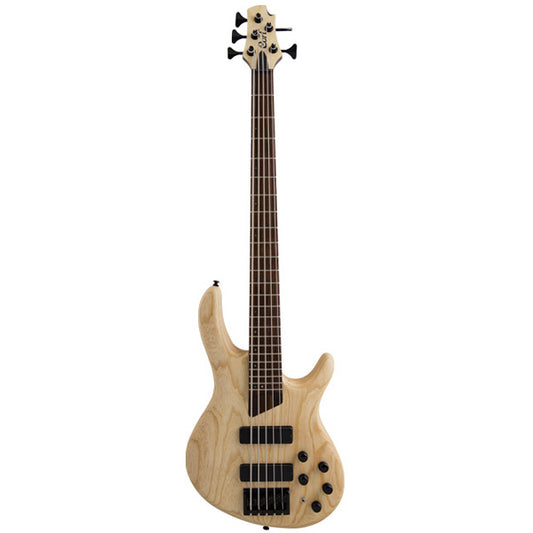 Cort B5 Plus AS 5 String Double Cutaway Bolt On Swamp Ash Open Pore Natural Electric Bass Guitar