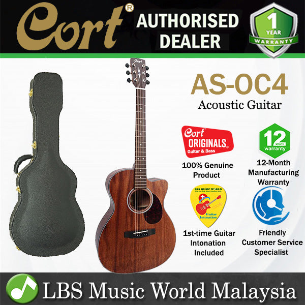 Cort AS-OC4 OM Cutaway Solid Mahogany Open Pore Acoustic Guitar with Case (ASOC4 ASOC4)