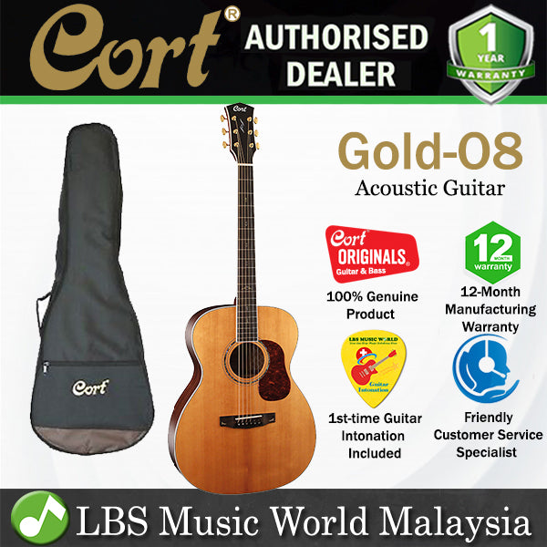 Cort Gold-O8 Orchestra Model Torrefied Solid Sitka Spruce Acoustic Guitar with Bag (GoldO8 Gold O8)