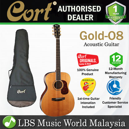 Cort Gold-O8 Orchestra Model Torrefied Solid Sitka Spruce Acoustic Guitar with Bag (GoldO8 Gold O8)